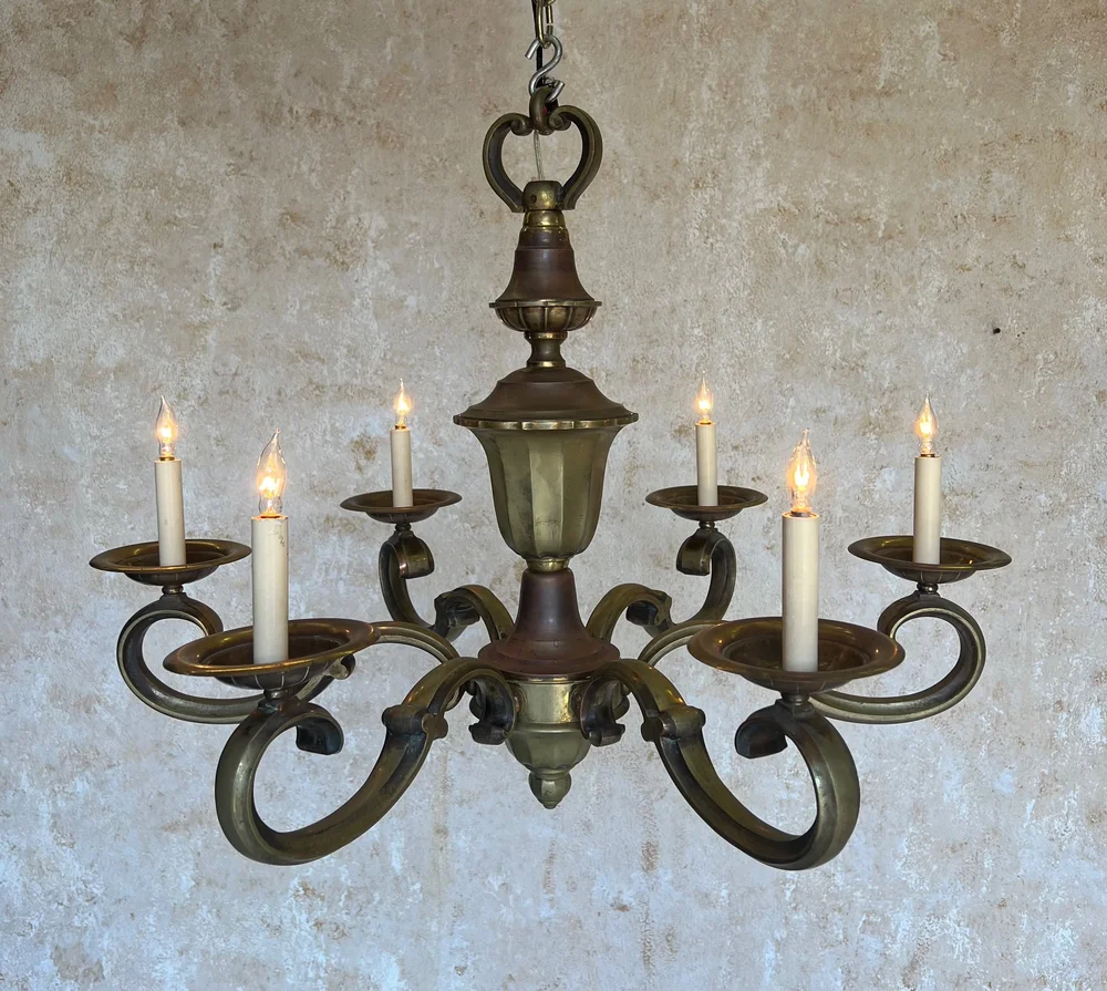 【廃盤】Novelbright/Chandelier French 1940's Bronze Six Armed Neoclassical Style Chandelier